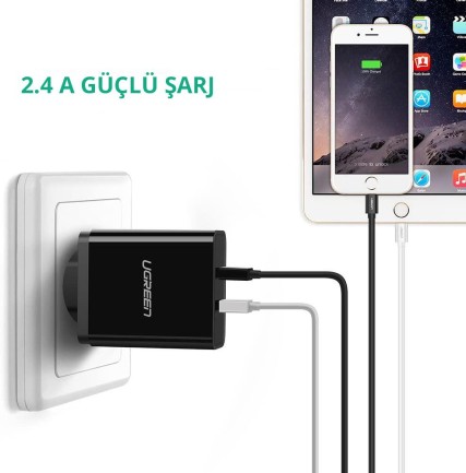 Ugreen iPhone iOS Şarj ve Data Kablosu MFİ Sertifikalı Beyaz 1 Metre - Thumbnail