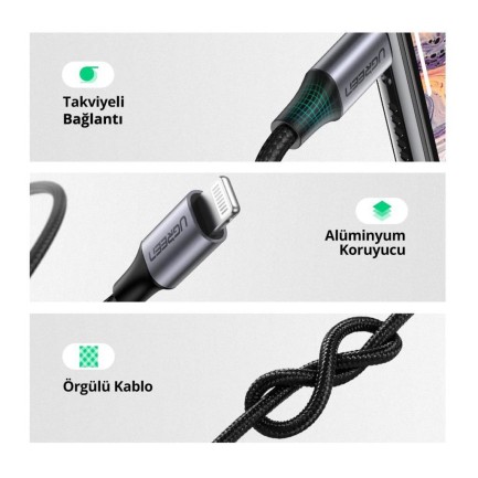 Ugreen iPhone Lightning 3.5mm Aux Ses Kablosu 1 Metre - Thumbnail