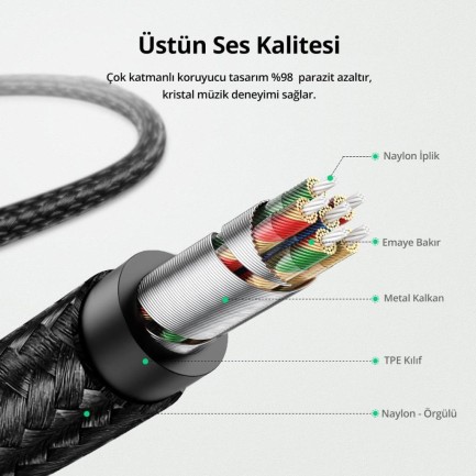 Ugreen iPhone Lightning 3.5mm Aux Ses Kablosu 2 Metre - Thumbnail