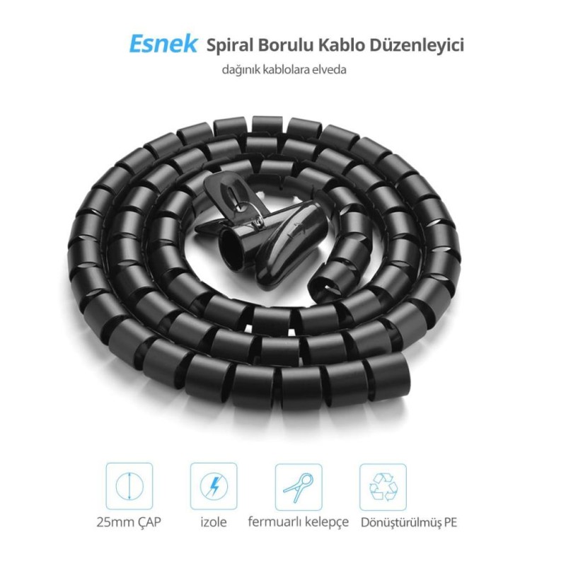 Ugreen Kablo Koruyucu ve Düzenleyici Spiral 5 Metre