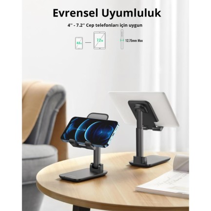 Ugreen Katlanabilir Çok Açılı Yükseklik Ayarlı Telefon Standı Siyah - Thumbnail