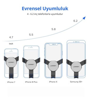 Ugreen Mekanik Araç İçi Telefon Tutucu Siyah - Thumbnail