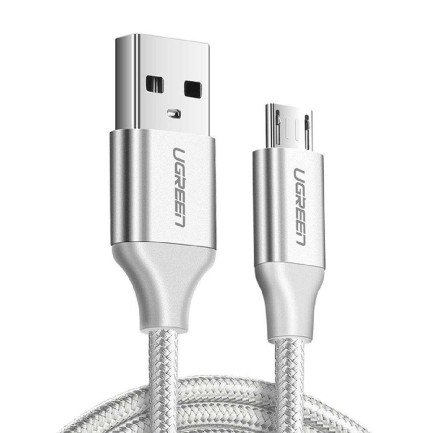 Ugreen Micro USB Örgülü Data ve Şarj Kablosu Beyaz 1 Metre - Thumbnail