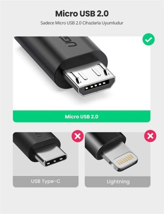 Ugreen Micro USB OTG Çevirici Adaptör Siyah - Thumbnail