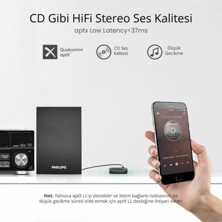 Ugreen Mikrofonlu Aux Bluetooth 5.0 Aptx Araç Kiti - Thumbnail