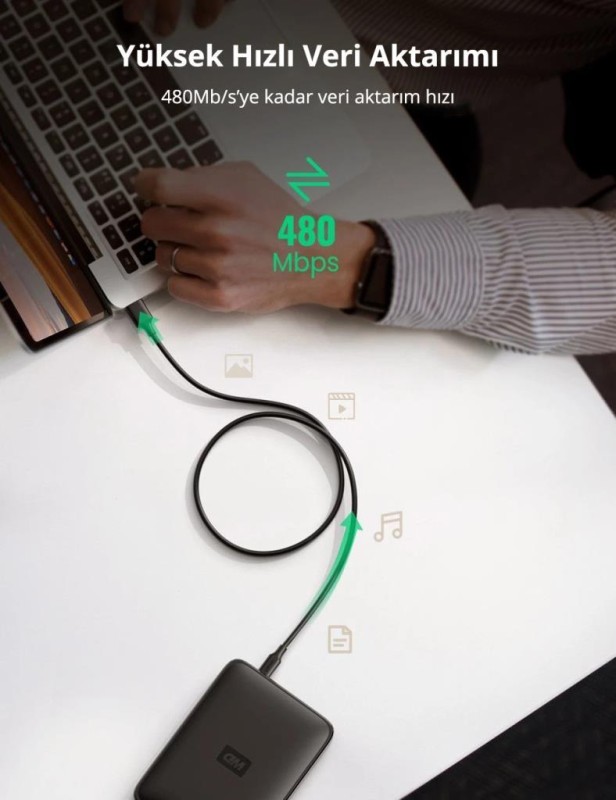Ugreen Mini USB Data ve Şarj Kablosu 3 Metre