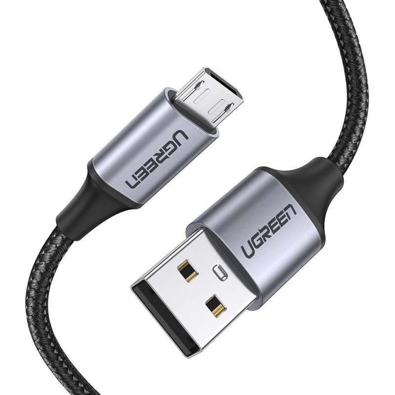 Ugreen Örgülü Micro USB Data ve Şarj Kablosu Siyah 1 Metre