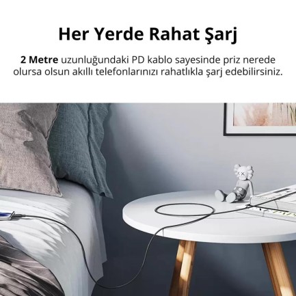 Ugreen PD 25W Hızlı Şarj Cihazı ve 2 Metre USB-C Kablo - Thumbnail