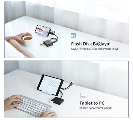 Ugreen Type-C 4 Portlu USB 3.0 Hub Çoklayıcı - Thumbnail