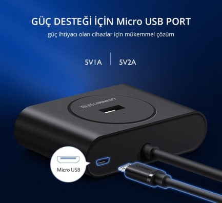 Ugreen Type-C 4 Portlu USB 3.0 Hub Çoklayıcı - Thumbnail