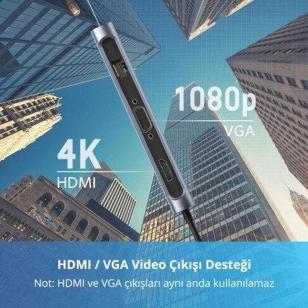 Ugreen Type-C HDMI VGA Ethernet USB Çoklayıcı Adaptör - Thumbnail