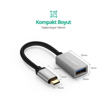 Ugreen Type-C USB 3.0 Dönüştürücü Adaptör Siyah - Thumbnail