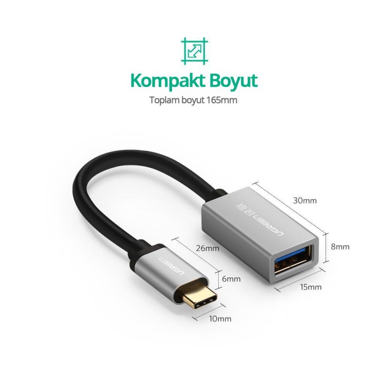 Ugreen Type-C USB 3.0 Dönüştürücü Adaptör Siyah