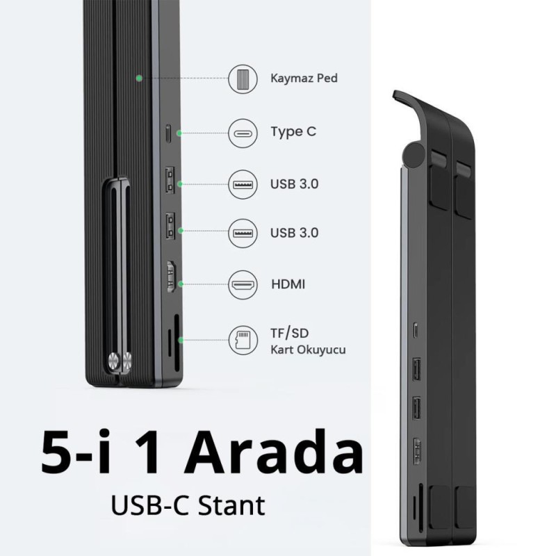 Ugreen Type-C USB 3.0 HDMI TF SD Dönüştürücülü Notebook Standı