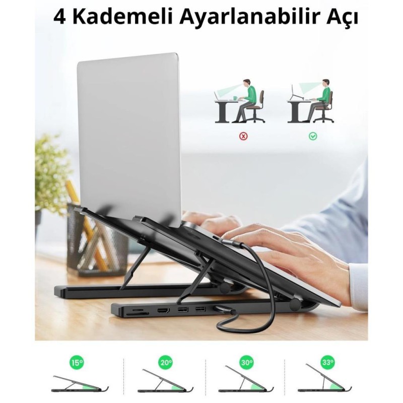 Ugreen Type-C USB 3.0 HDMI TF SD Dönüştürücülü Notebook Standı