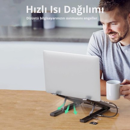 Ugreen Type-C USB 3.0 HDMI TF SD Dönüştürücülü Notebook Standı - Thumbnail