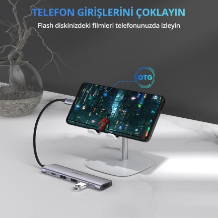 Ugreen Type-C USB Çoklayıcı ve HDMI Dönüştürücü Adaptör - Thumbnail