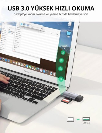 Ugreen Type-C ve USB 3.0 SD TF Kart Okuyucu - Thumbnail