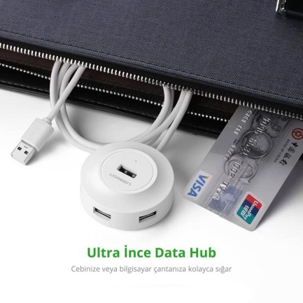 Ugreen USB 2.0 4 Portlu Hub Çoklayıcı Beyaz - Thumbnail