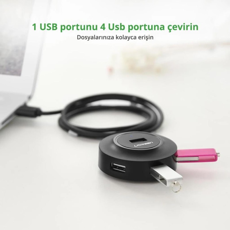 Ugreen USB 2.0 4 Portlu Hub Çoklayıcı Siyah