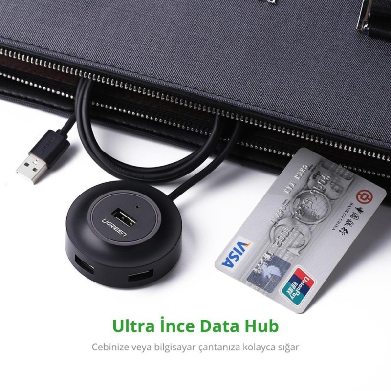 Ugreen USB 2.0 4 Portlu Hub Çoklayıcı Siyah