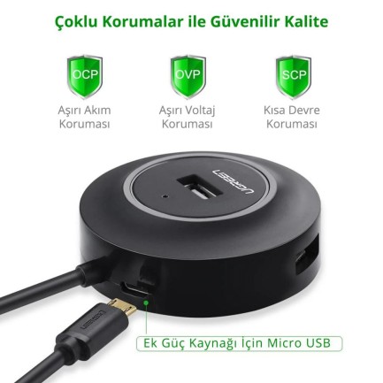 Ugreen USB 2.0 4 Portlu Hub Çoklayıcı Siyah - Thumbnail