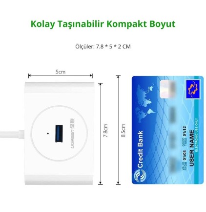 Ugreen USB 3.0 4 Portlu Hub Çoklayıcı 50 CM - Thumbnail