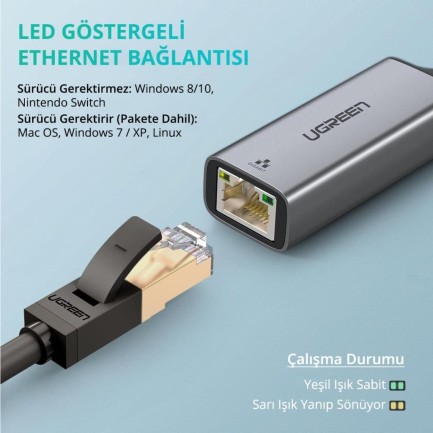 Ugreen USB 3.0 Gigabit Ethernet Dönüştürücü - Thumbnail
