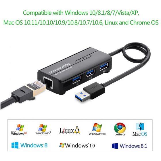 Ugreen USB 3.0 Gigabit Ethernet RJ45 Dönüştürücü USB Çoklayıcı