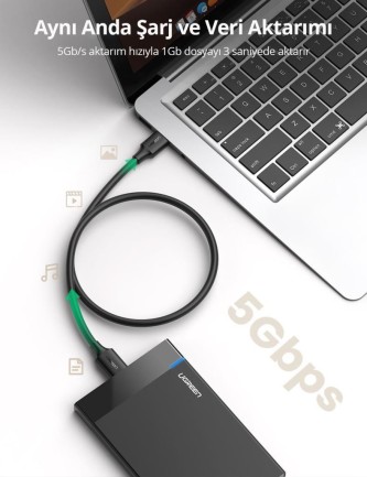 Ugreen USB 3.0 Micro B Data ve Şarj Kablosu 50 CM - Thumbnail