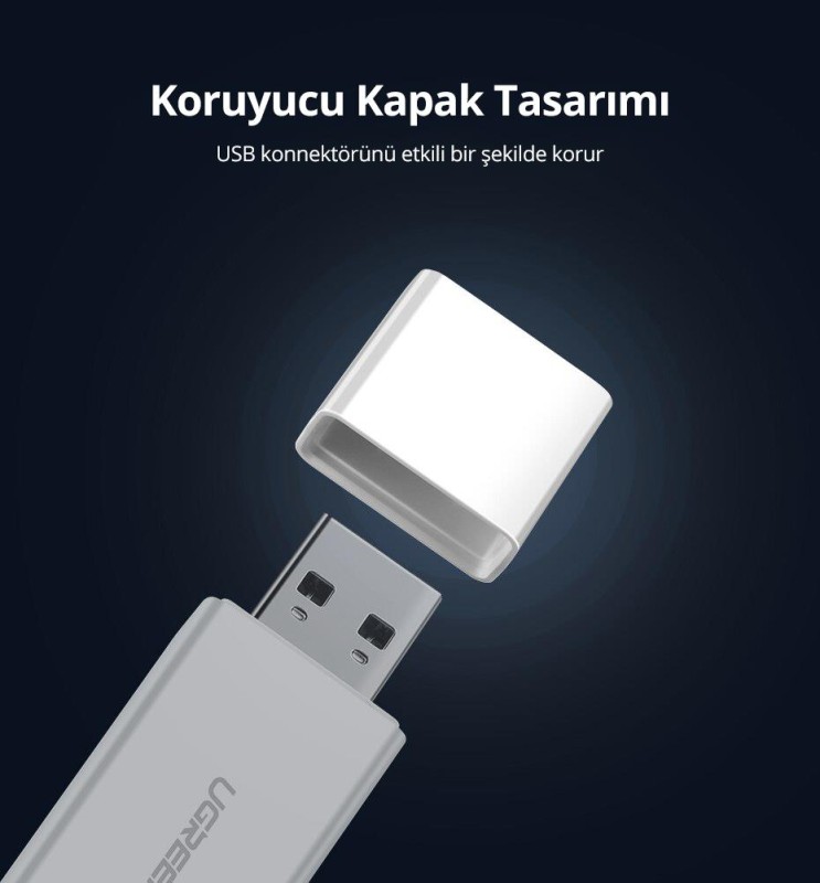 Ugreen USB 3.0 SD ve Micro SD Kart Okuyucu Beyaz