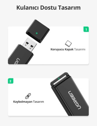 Ugreen USB 3.0 SD ve Micro SD Kart Okuyucu Siyah - Thumbnail