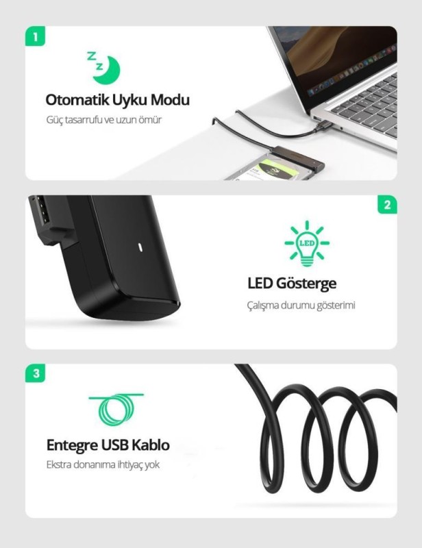 Ugreen USB 3.0 to SATA 3 Dönüştürücü Adaptör