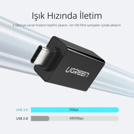 Ugreen USB 3.0 Type-C Dönüştürücü Adaptör Beyaz - Thumbnail
