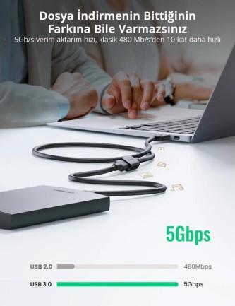 Ugreen USB 3.0 Uzatma Kablosu 1.5 Metre - Thumbnail