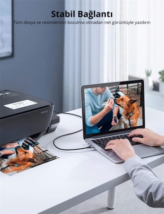 Ugreen USB-A to USB-B 2.0 Örgülü Yazıcı Kablosu 2 Metre - Thumbnail