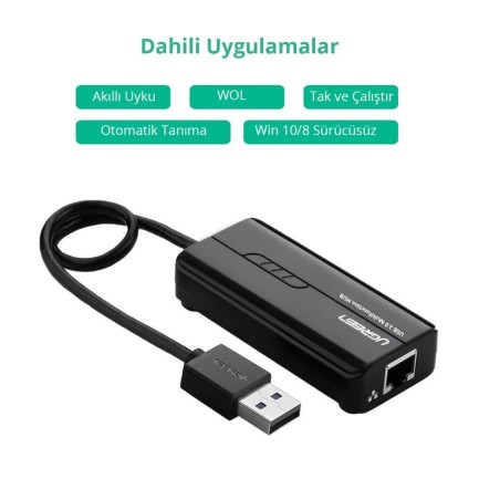 Ugreen USB Ethernet RJ45 Dönüştürücü ve USB Çoklayıcı - Thumbnail