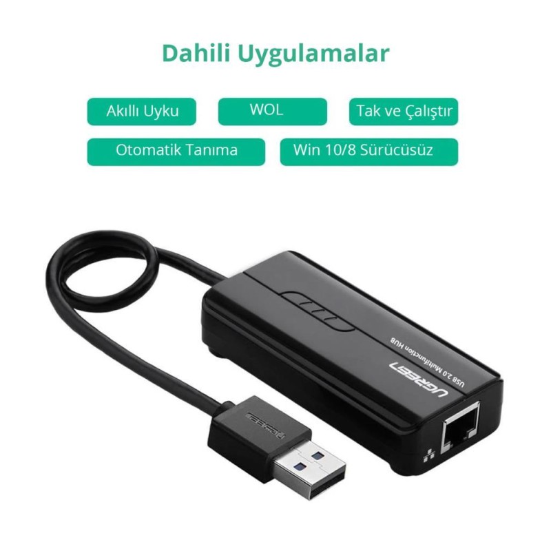 Ugreen USB Ethernet RJ45 Dönüştürücü ve USB Çoklayıcı