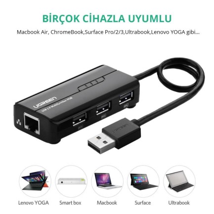 Ugreen USB Ethernet RJ45 Dönüştürücü ve USB Çoklayıcı - Thumbnail