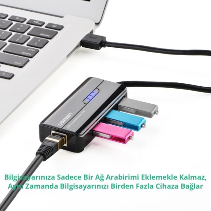 Ugreen USB Ethernet RJ45 Dönüştürücü ve USB Çoklayıcı - Thumbnail