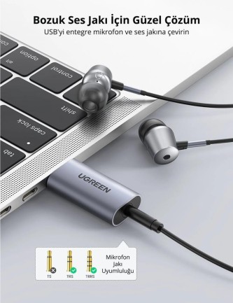 Ugreen USB to 3.5mm TRRS Harici Ses Kartı - Thumbnail