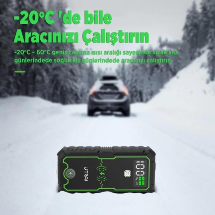 UTRAI JS-1 Pro 16000mAh 2500A Jump Starter Taşınabilir Akü Takviye Cihazı ( Kablosuz Şarj + Pusula + Çanta + Led lamba + Powerbank ) - Thumbnail