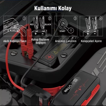 UTRAI Jstar 3 20000mAh 1600A Jump Starter LCD Ekranlı Taşınabilir Akü Takviye Cihazı ( Çanta + Powerbank + Led Lamba) - Thumbnail