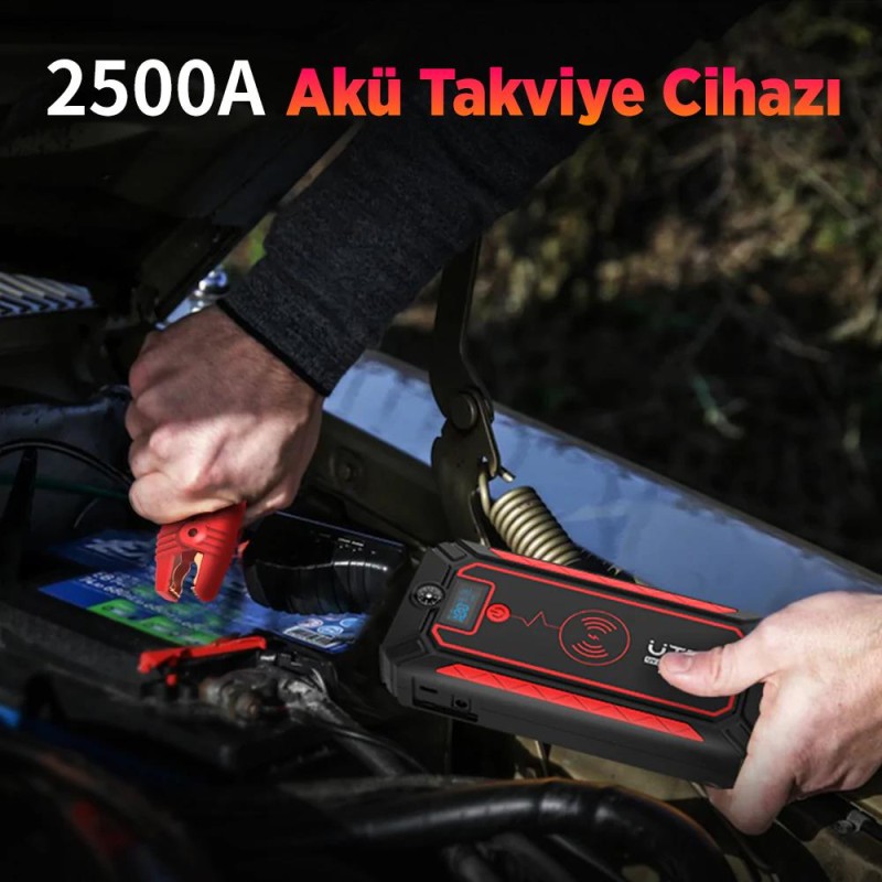UTRAI Jstar 4 24000 mAh 2500A Jump Starter Taşınabilir Akü Takviye Cihazı ( Kablosuz Şarj + Pusula + Çanta + Led lamba + Powerbank )