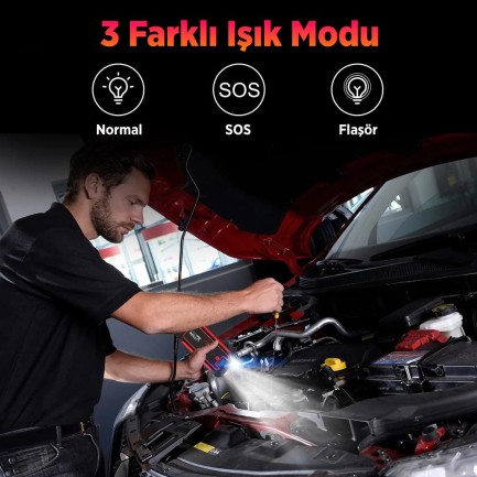 UTRAI Jstar 4 24000 mAh 2500A Jump Starter Taşınabilir Akü Takviye Cihazı ( Kablosuz Şarj + Pusula + Çanta + Led lamba + Powerbank ) - Thumbnail