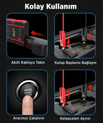 UTRAI Jstar Mini 13000mAh 1000A Jump Starter Taşınabilir Akü Takviye Cihazı ( Powerbank + Led Lamba) - Thumbnail