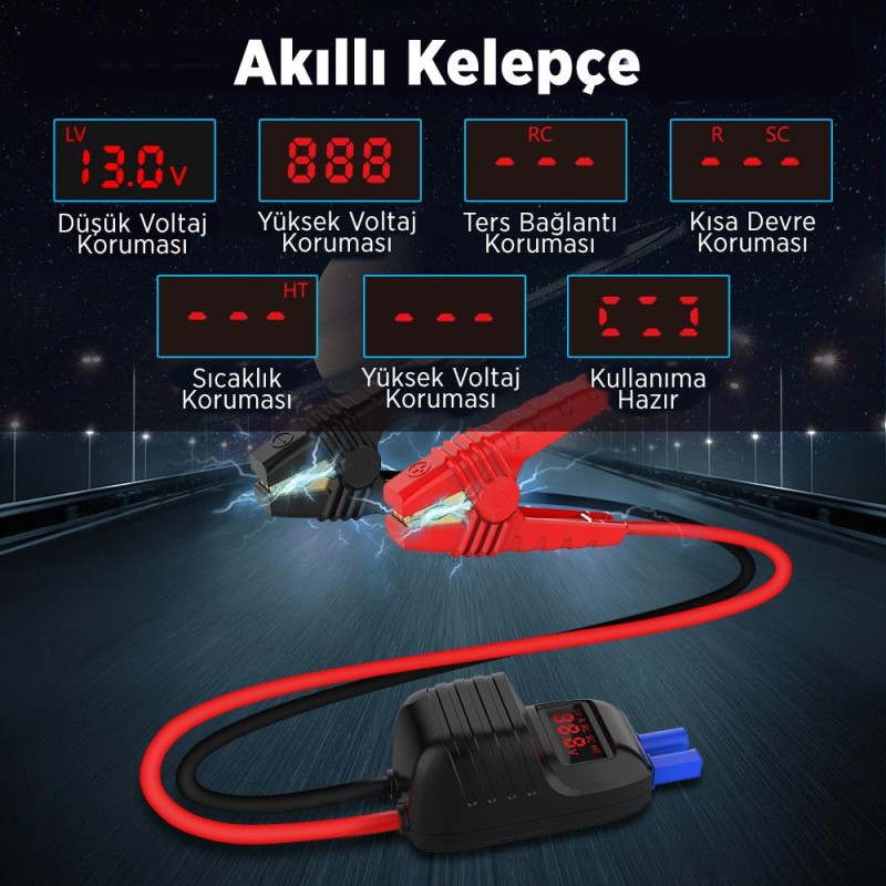 UTRAI Jstar Mini 13000mAh 1000A Jump Starter Taşınabilir Akü Takviye Cihazı ( Powerbank + Led Lamba)