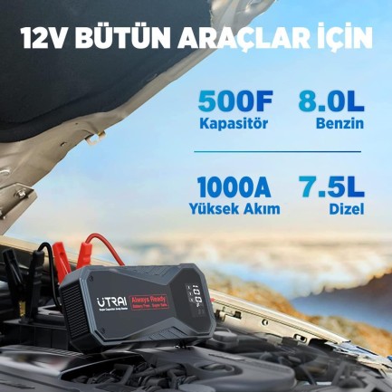 UTRAI Jstar X1 Süper Kapasitörlü 1000A Jump Starter Taşınabilir Akü Takviye Cihazı - Thumbnail