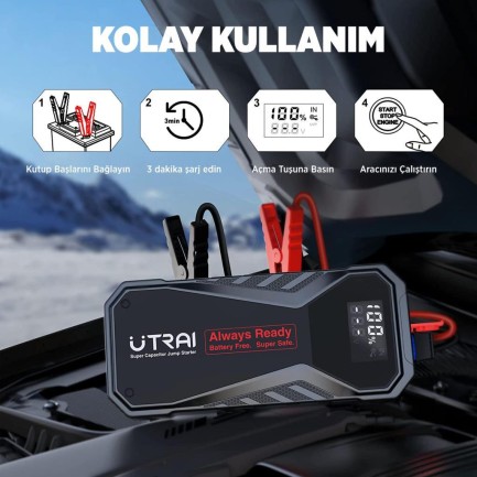 UTRAI Jstar X1 Süper Kapasitörlü 1000A Jump Starter Taşınabilir Akü Takviye Cihazı - Thumbnail