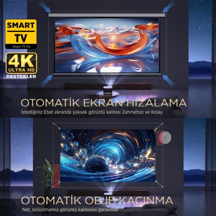 Vankyo Aurzen Boom 3 4K Smart TV Projeksiyon Cihazı +Auto Focus+Auto Keystone+6G WiFi+5.2 Bluetooth+300 İnç Yansıtma+36W HiFi Dolby Ses Sistemi - PS5/PS4/XBOX - Thumbnail